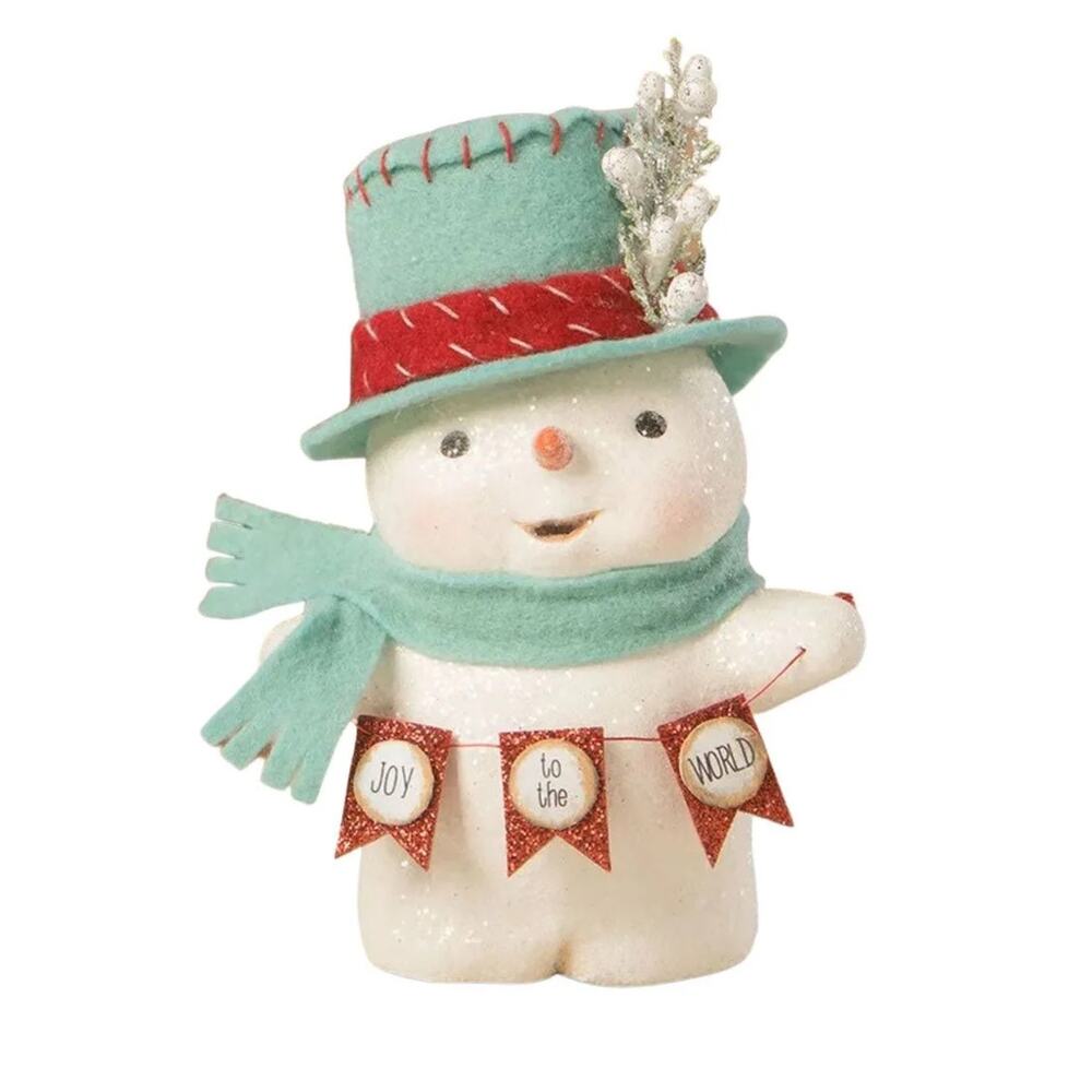 Bethany Lowe Michelle Allen Joy To The World Christmas Snowman Blue Top Hat New